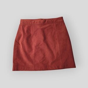 I LOVE H81 Elegant All Leather Rust Orange Skirt